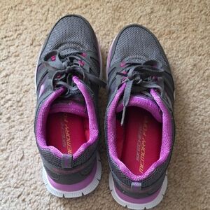 Skechers Women's Charcoal and Pink Sneakers